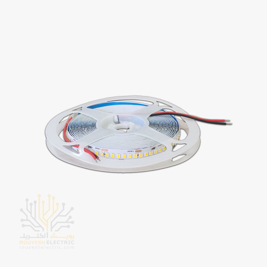 ریسه نواری لاینر 24 ولت برند شارو لایت تراکم 240 برش 2.5 سانت عرض 8 میل پشت چسب دار نچرال حلقه 5 متری