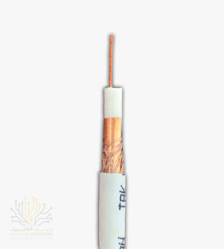 کابل آنتن برند تک سیم کرمان مدل مهتاب مغز مس 0/70 شیلد رنگ مس 80 رشته قرقره 551 متری