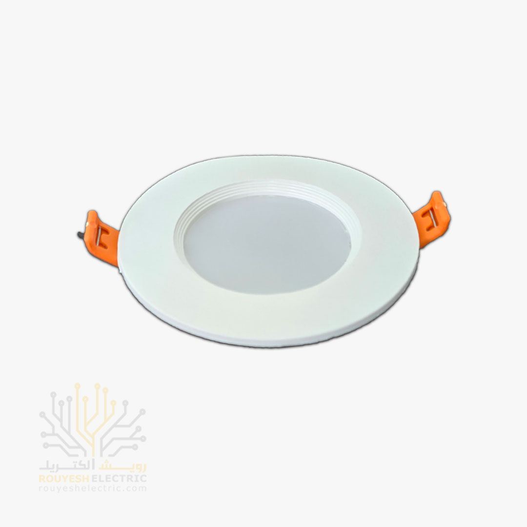 پنل سقفی توکار 9 وات برند نورسان مدل بک لایت هیت سینک دار دایره استاندارد آفتابی