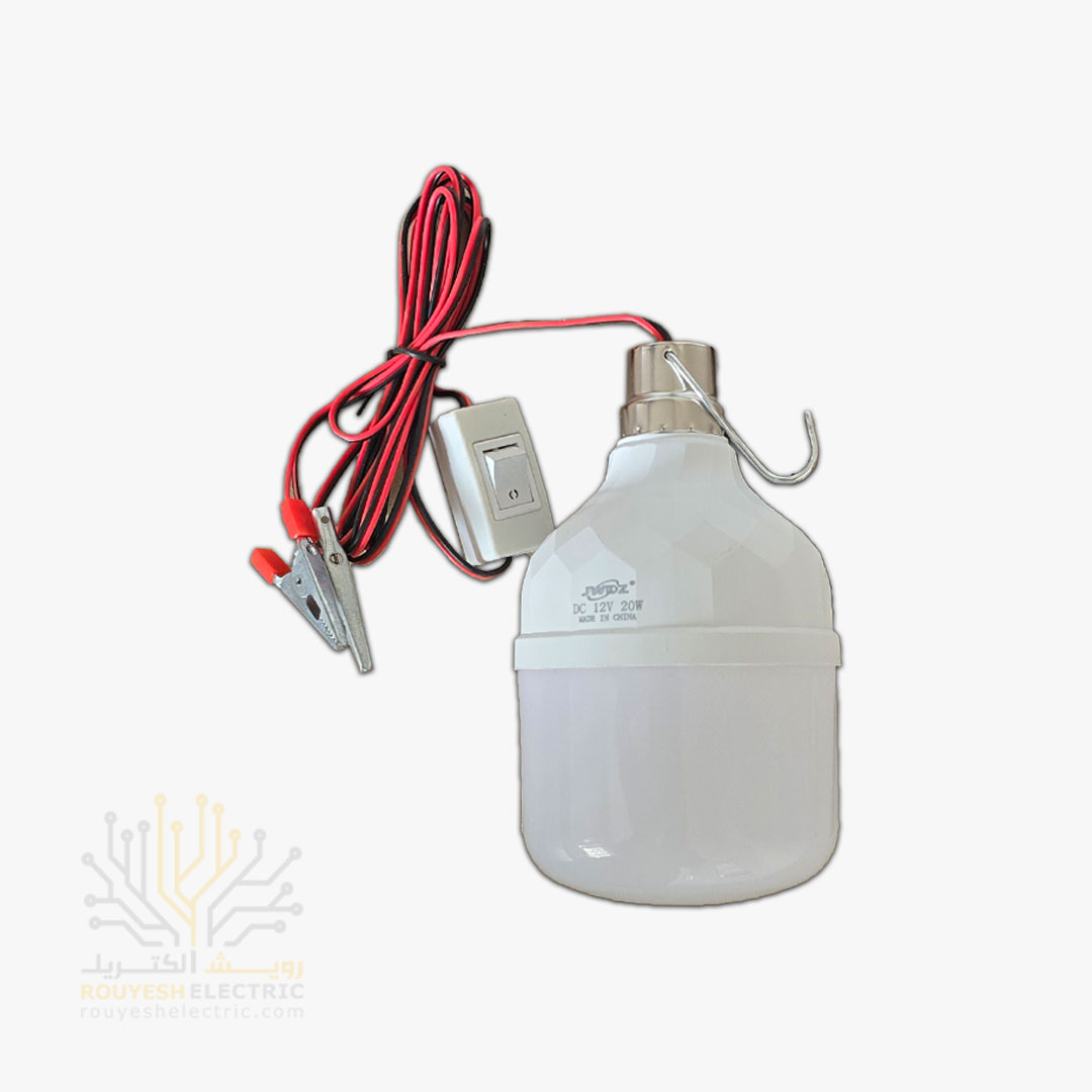 لامپ خودرو 20 وات برند JWDZ طرح بالب کلید دار با سیم 1/80 متری گیره دار