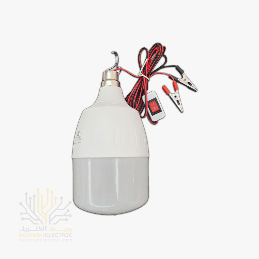 لامپ خودرو 30 وات طرح بالب برند مدیا نور با سیم 1/90 متری گیره دار