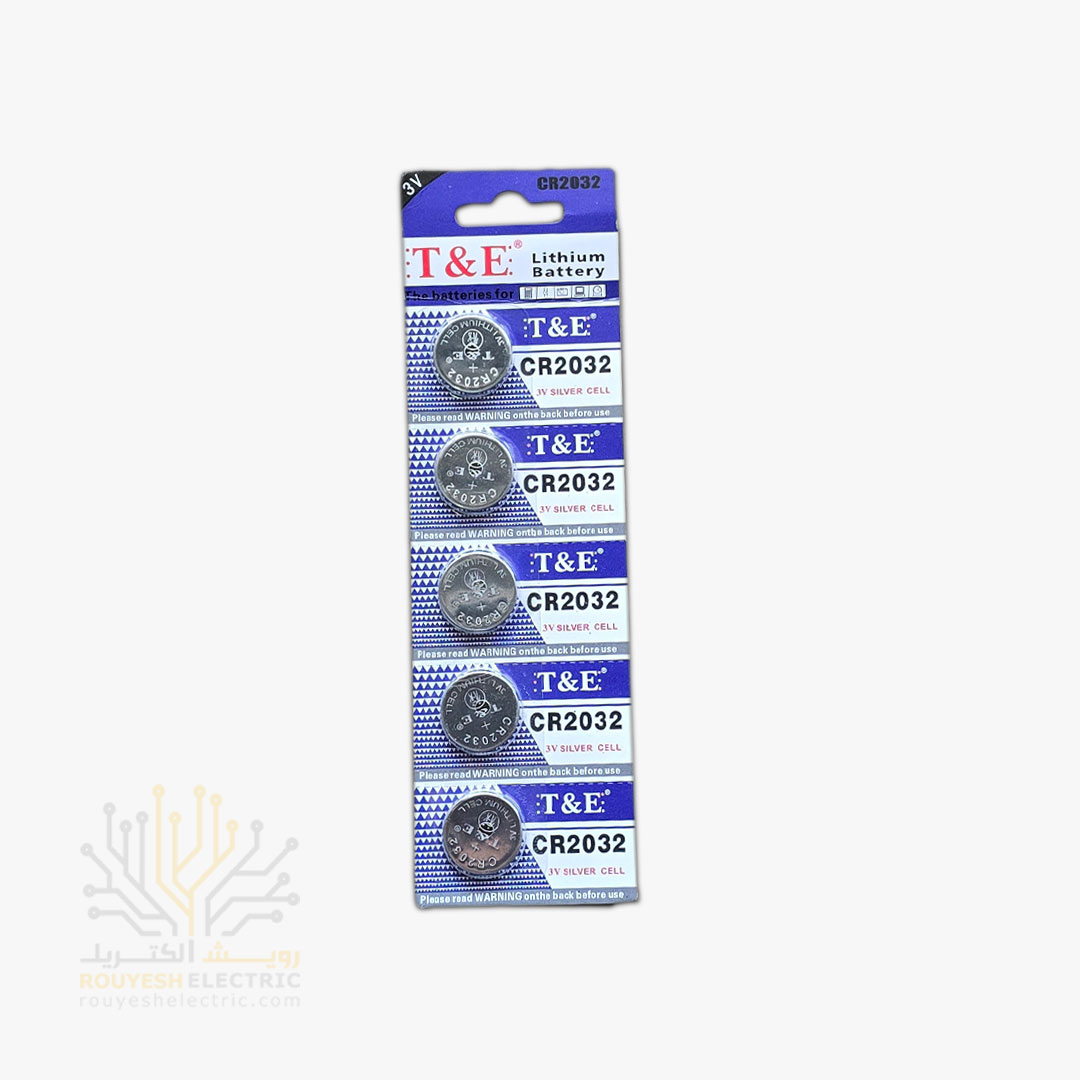 باطری سکه ای 2032 برند تی اند ای کارت 5 عددی