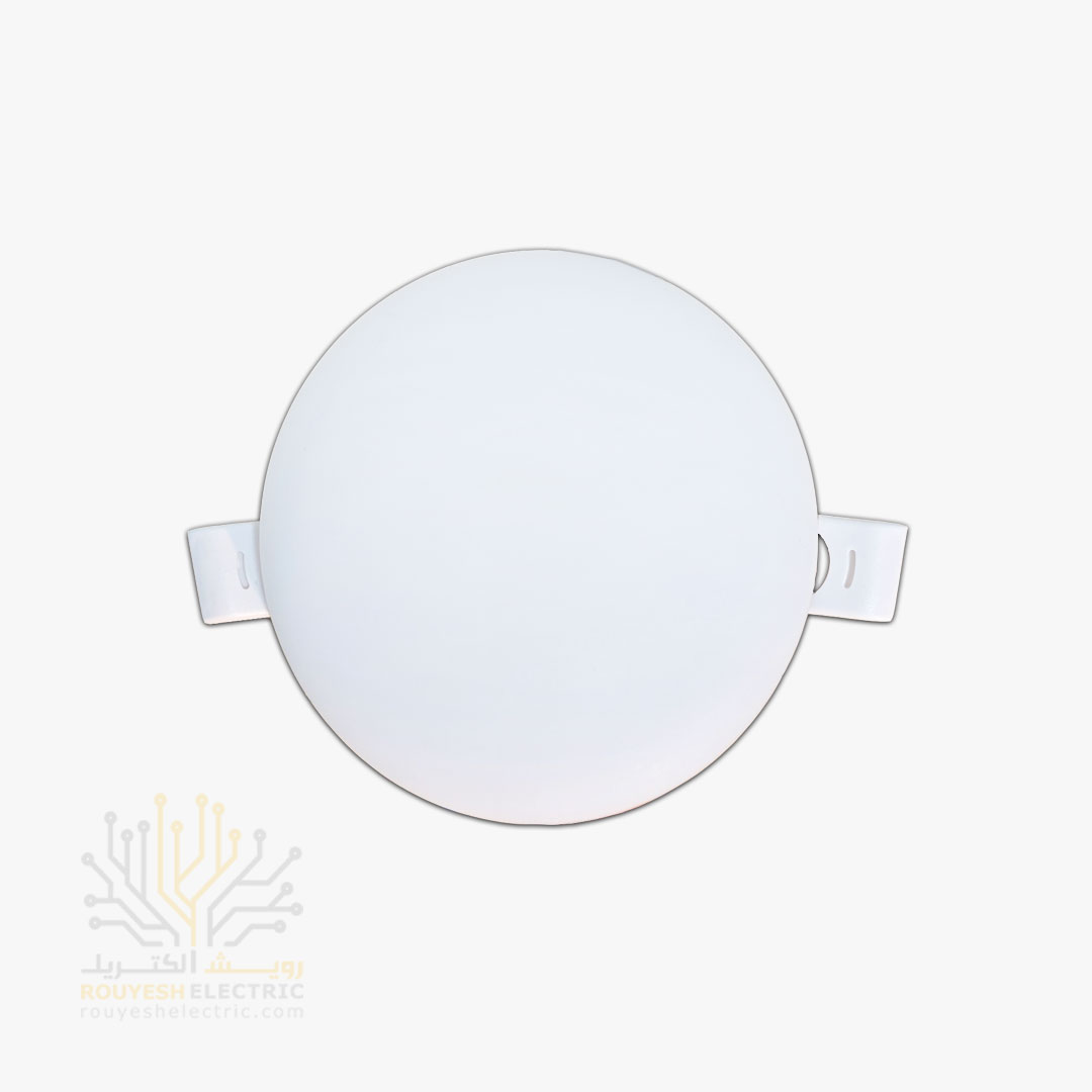 پنل سقفی توکار فول لایت 12 وات برند ایران مهر فنر متغیر دایره استاندارد رنگ مهتابی