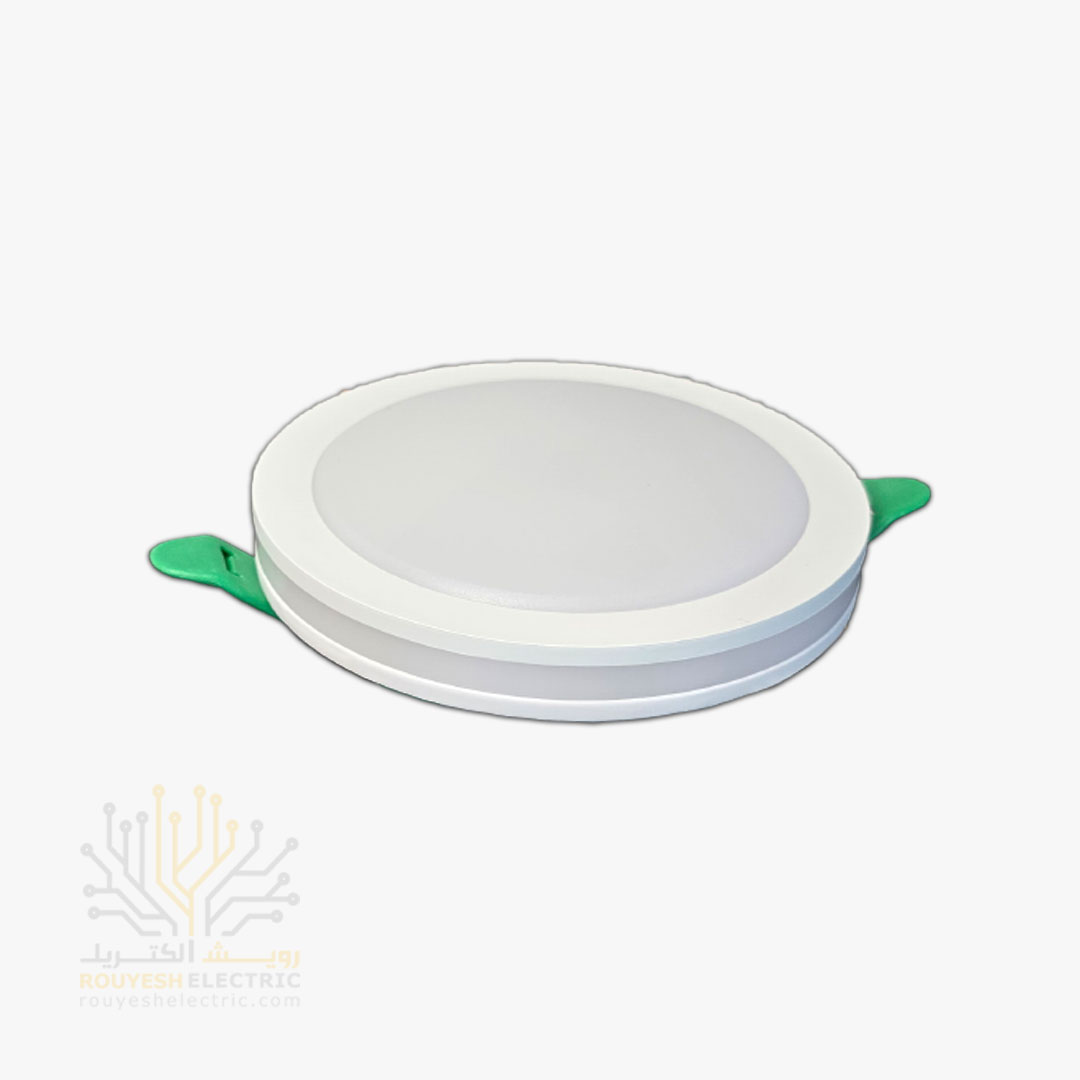 پنل سقفی توکار 20 وات برند تک تاب مدل زحل فنر متغیر دایره استاندارد آفتابی