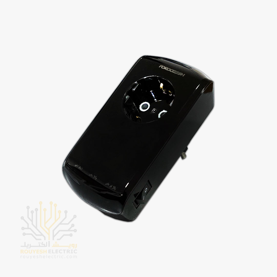 محافظ برق یخچال دیواری تک خانه برند فروزش مدل LT100W لوتوس ارتدار کلید دار بدنه مشکی آنالوگ