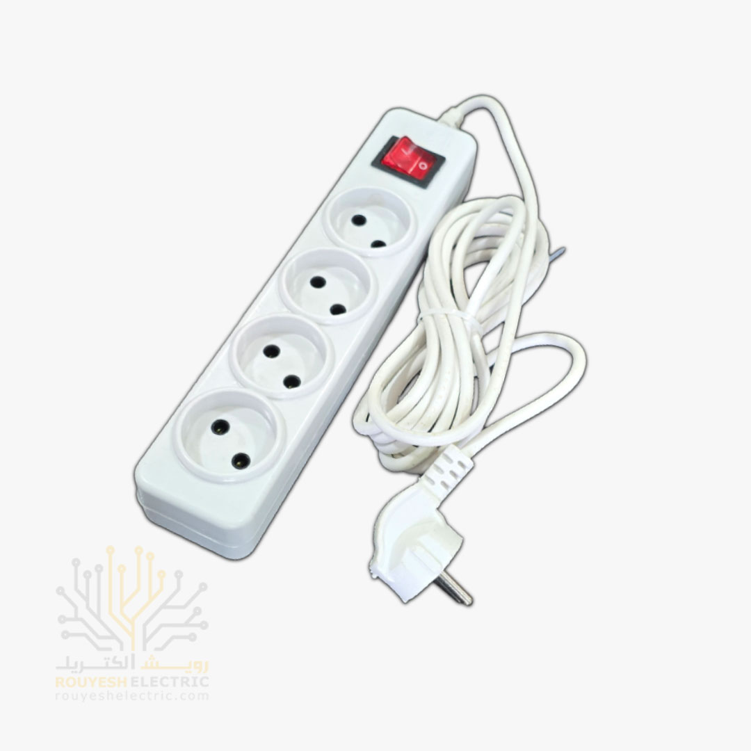 چهار راهی برق سیار برند افق مدل 403 استاندارد کلید دار کابل 3 متری