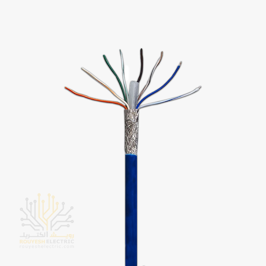 کابل شبکه cat six برند تک کابل کرمان مدل لگرند شیلد دار sftp قرقره 500 متری