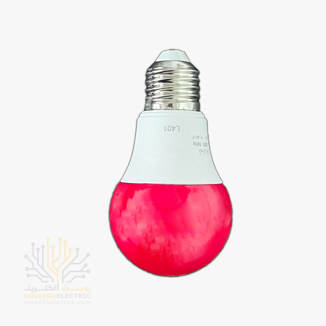 لامپ ال ای دی 9 وات حبابی برند زمان نور قرمز
