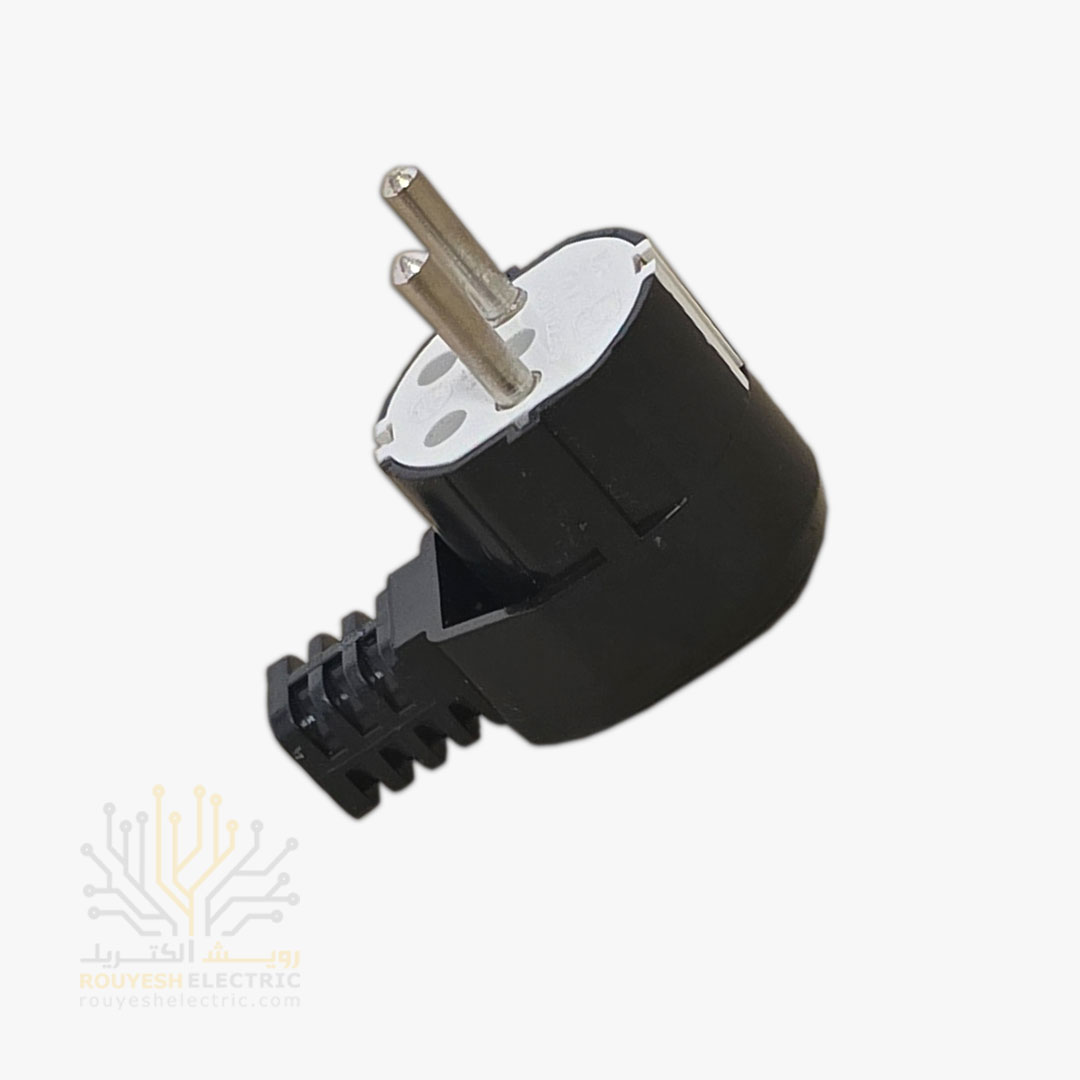 دوشاخه برق چپقی برند کوشا نگین استاندارد رنگ مشکی