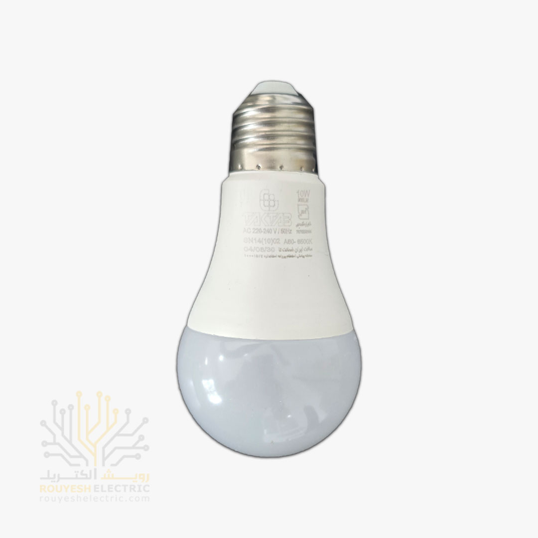 لامپ ال ای دی 10 وات حبابی برند تک تاب مهتابی