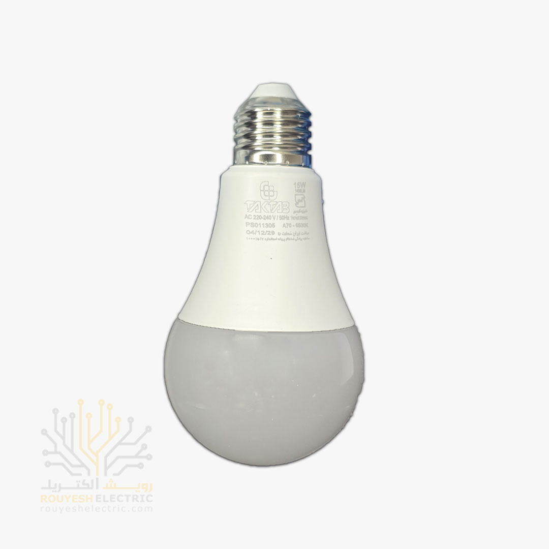 لامپ ال ای دی 15 وات حبابی برند تک تاب مهتابی