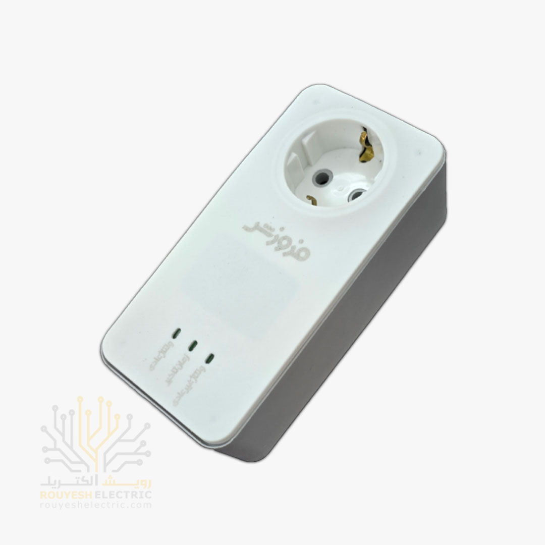 محافظ برق پکیج دیواری تک خانه برند فروزش مدل DG125 ارتدار کلید دار بدنه سفید دیجیتال