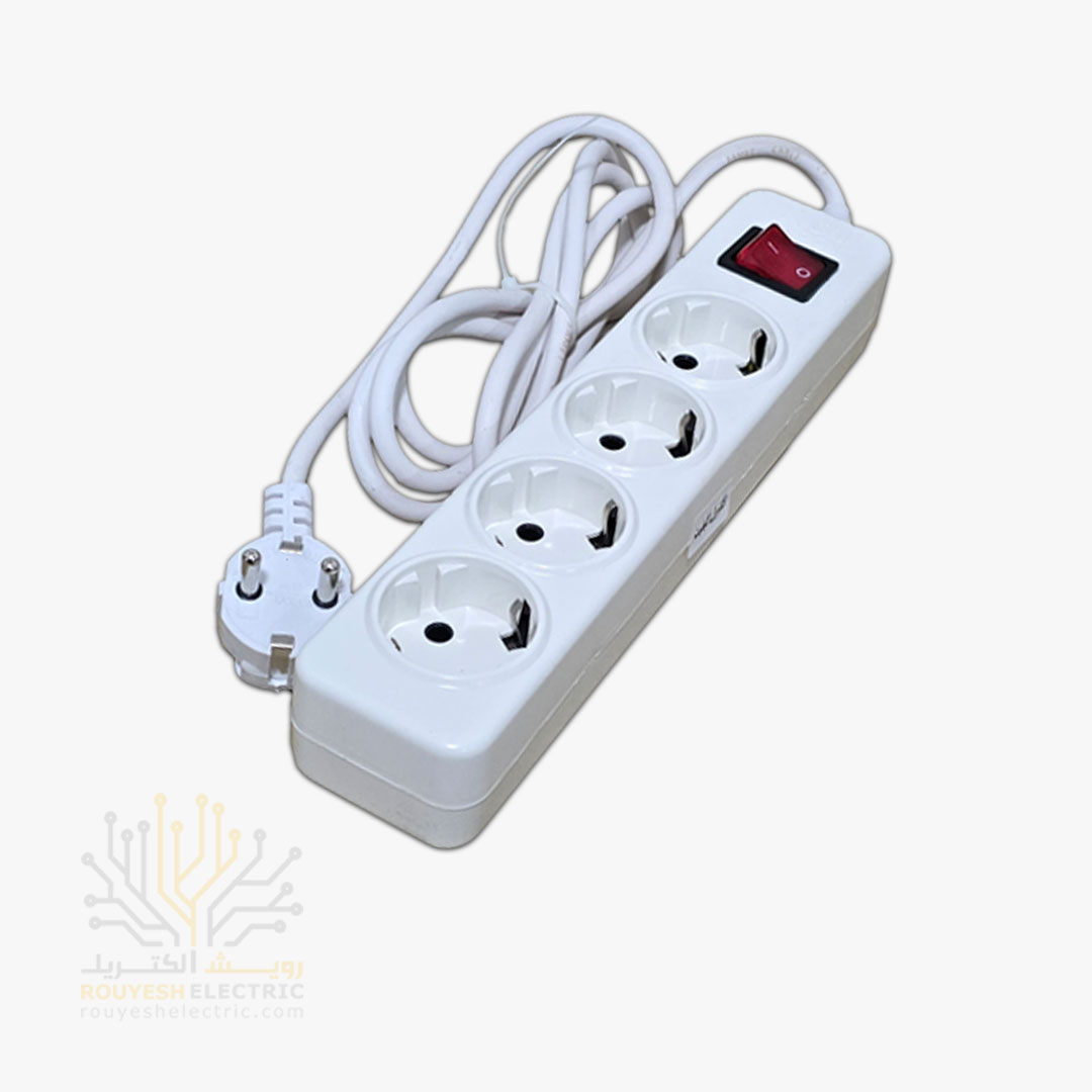 چهار راهی برق سیار برند افق مدل 404 استاندارد ارتدار کلید دار کابل 3 متری