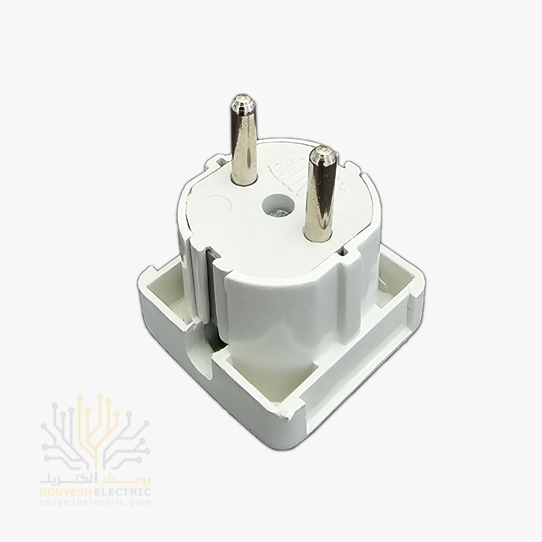 دوشاخه برق مربعی میله آهنی برند آذینل سفید