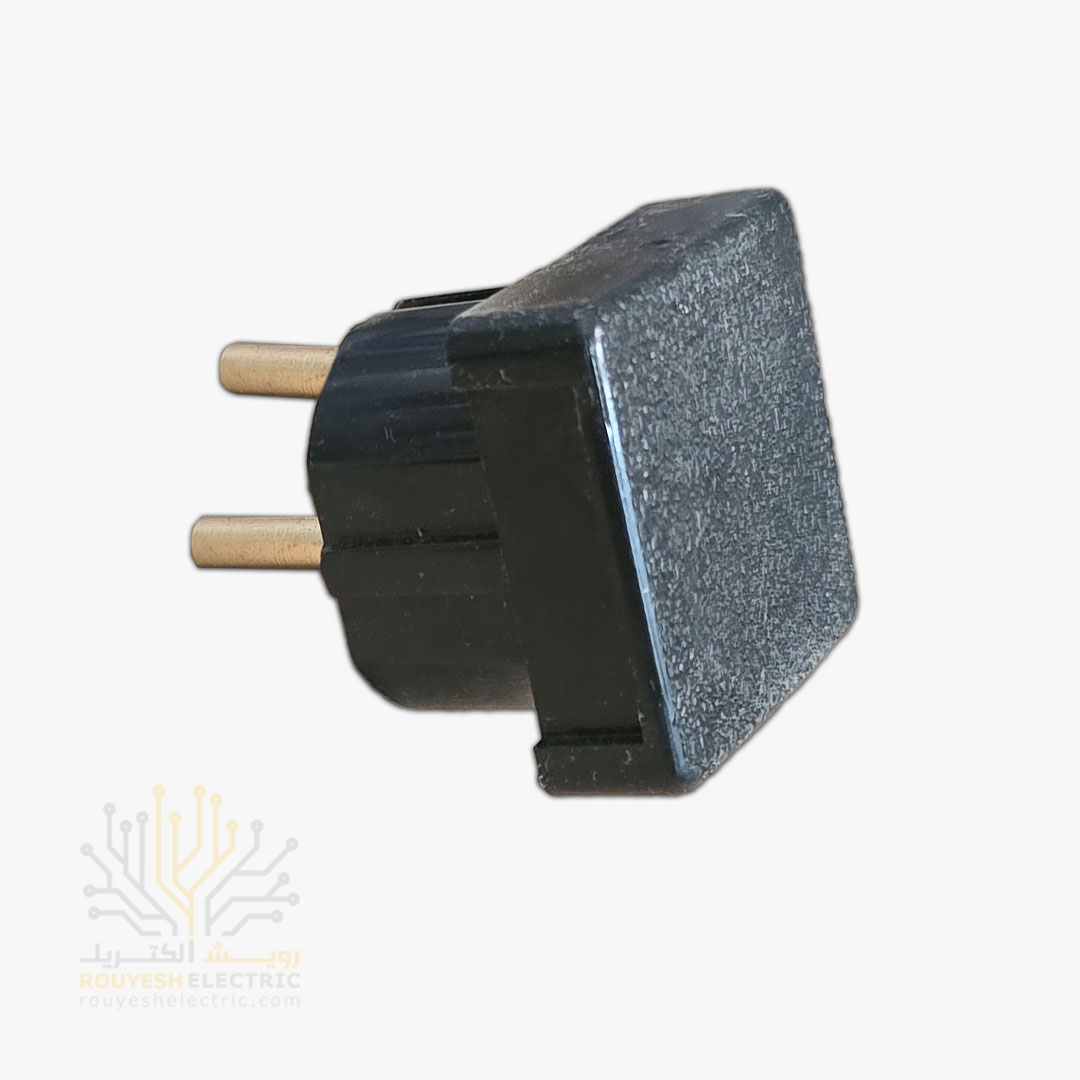 دوشاخه برق مربع برند مهرتابان میله برنجی رنگ مشکی