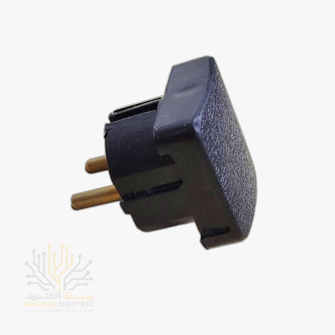 دوشاخه برق مربع برند امید الکتریک میله برنجی رنگ مشکی