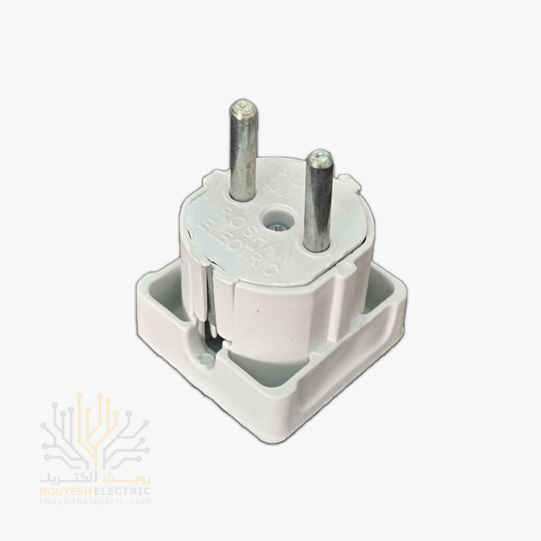 دوشاخه برق مربع برند روشن الکتریک میله آهنی رنگ سفید