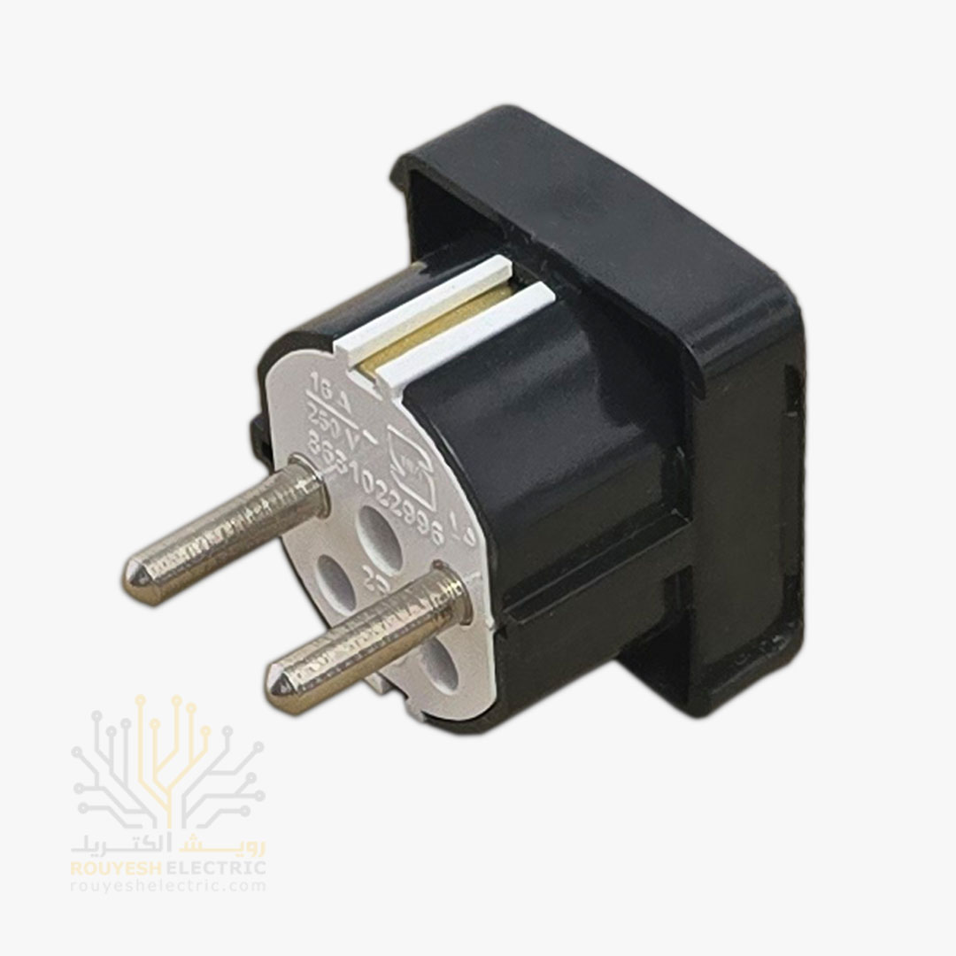 دوشاخه برق چهارگوش برند کوشا نگین استاندارد رنگ مشکی