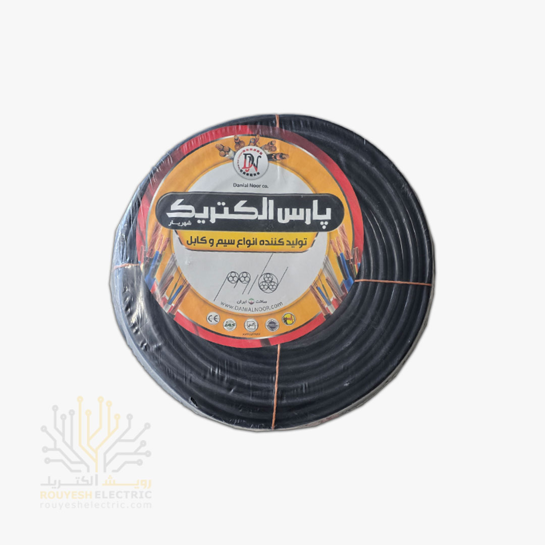 کابل برق نمره 2x6 برند پارس الکتریک استاندارد حلقه 100 متری