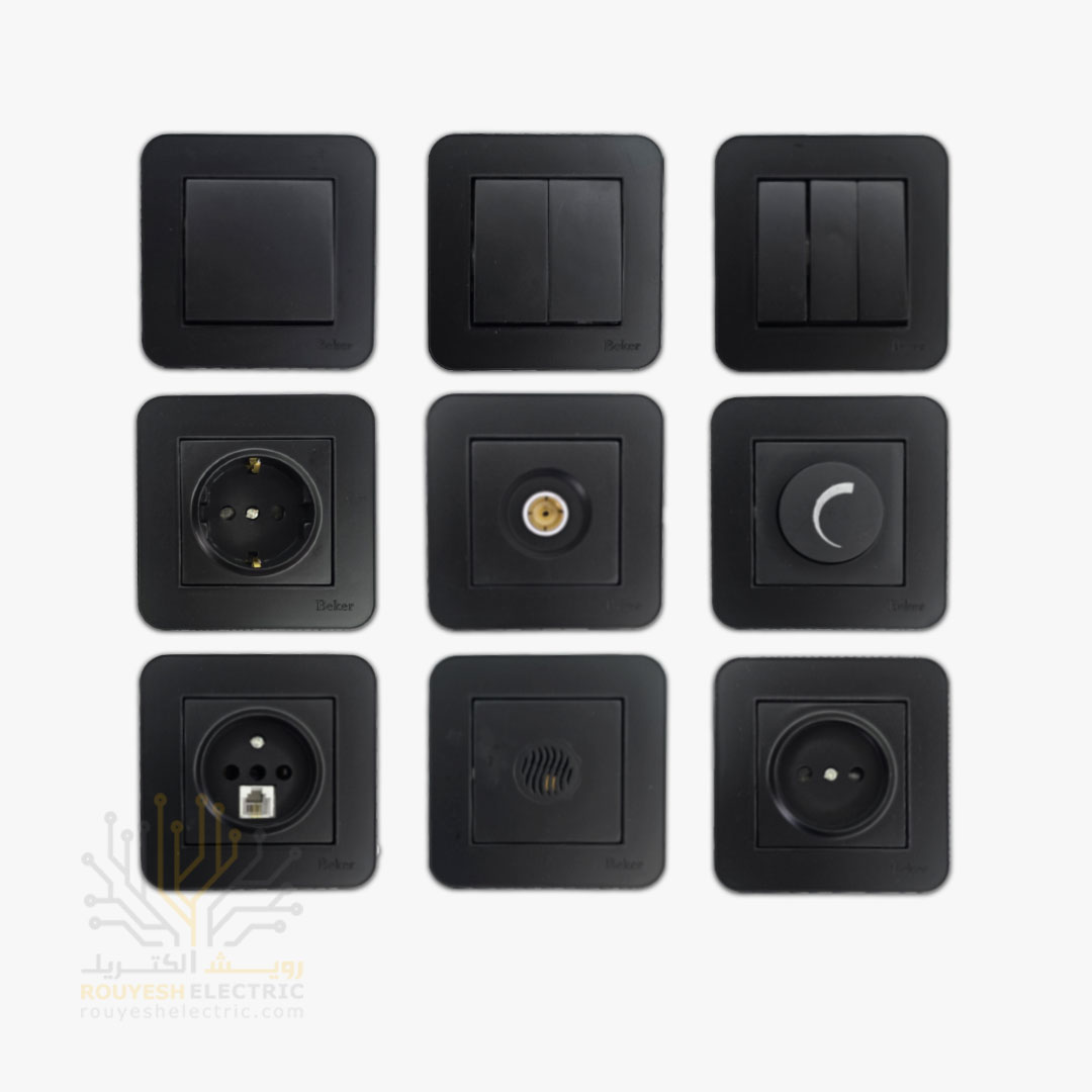 کلید و پریز جور توکار برند بکر مدل آتا مشکی