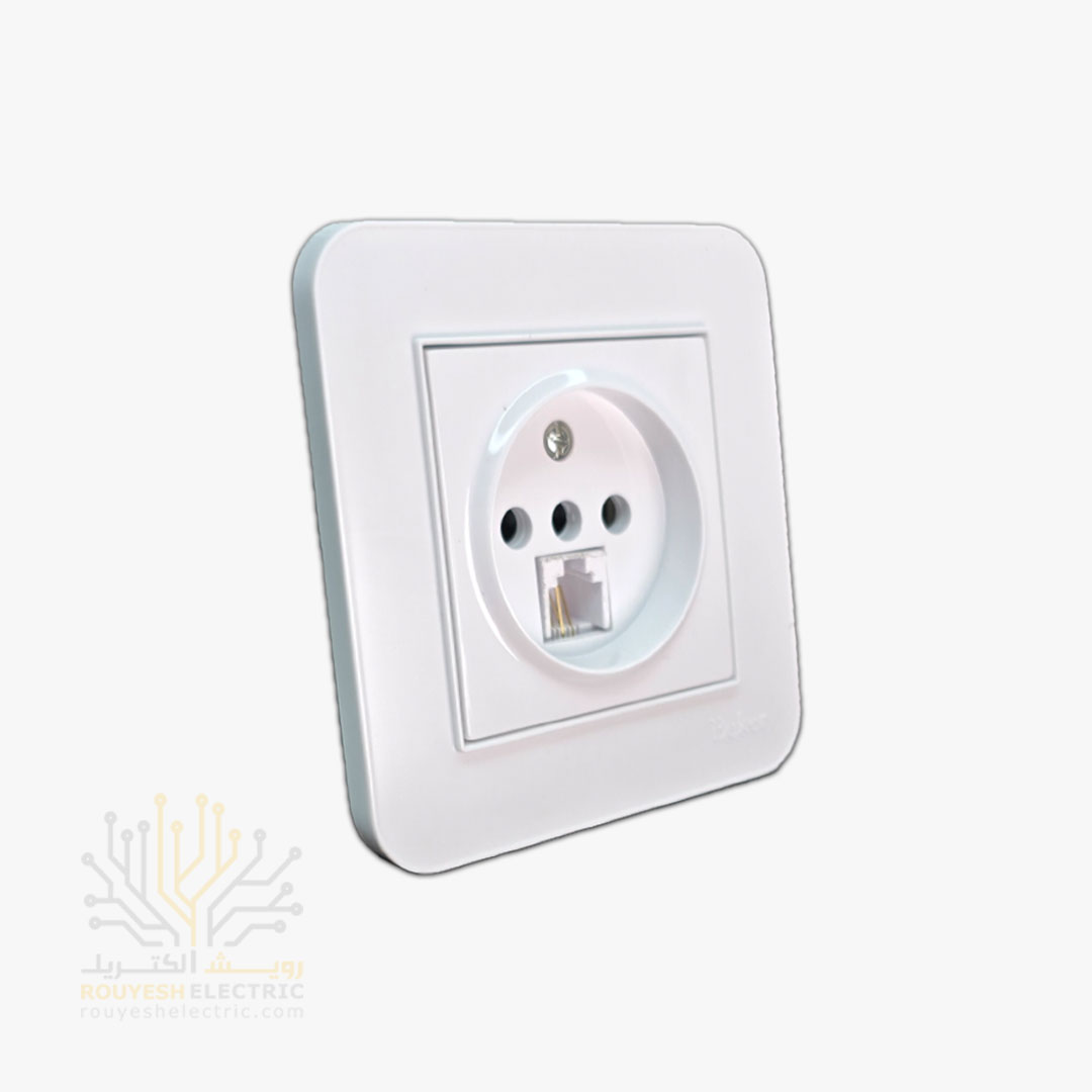 پریز تلفن دوکاره توکار برند بکر مدل آتا سفید