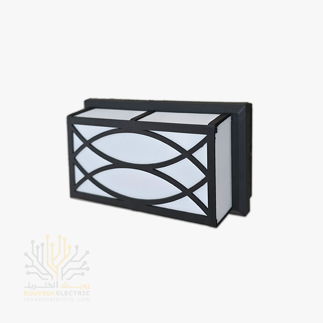 چراغ دیواری دکوراتیو 20 وات برند ایران مهر کد ایران 10.1 بدنه مشکی نور مهتابی