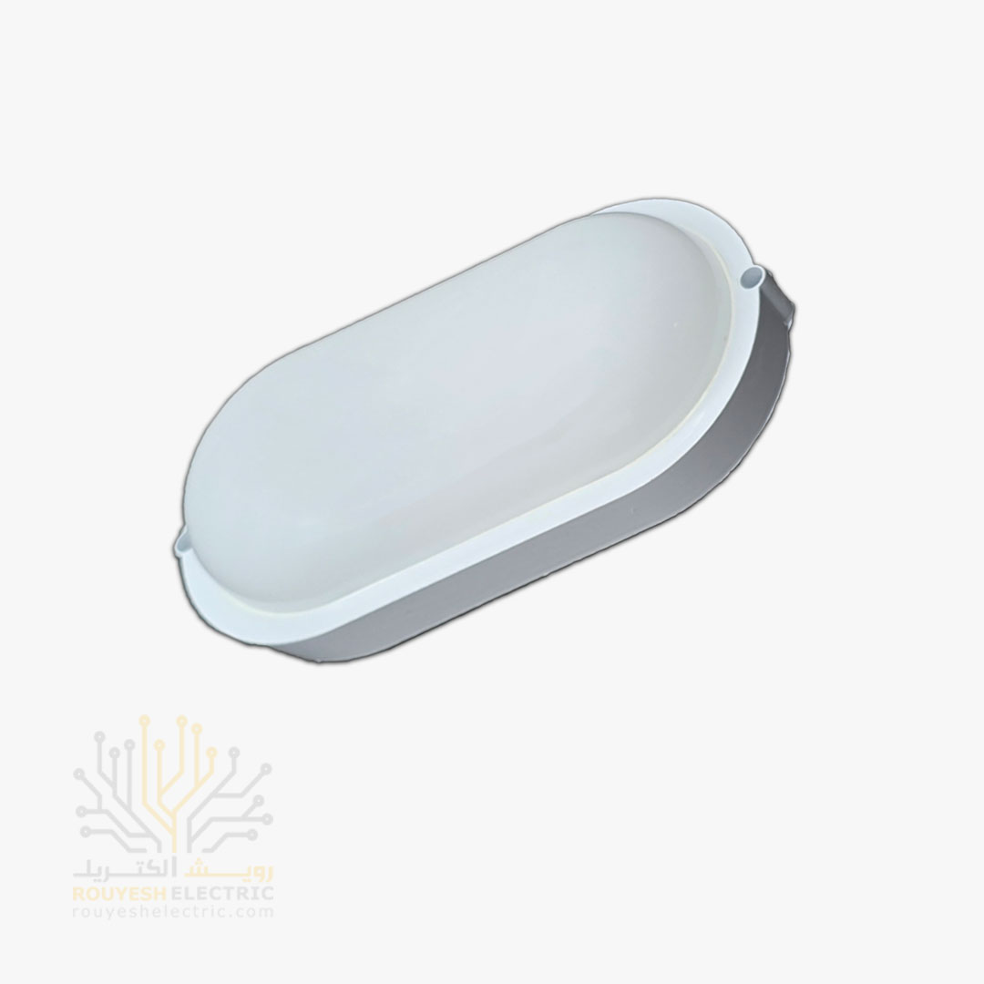 چراغ دیواری ال ای دی 20 وات برند ایران مهر ضد آب مدل بیضی نور مهتابی