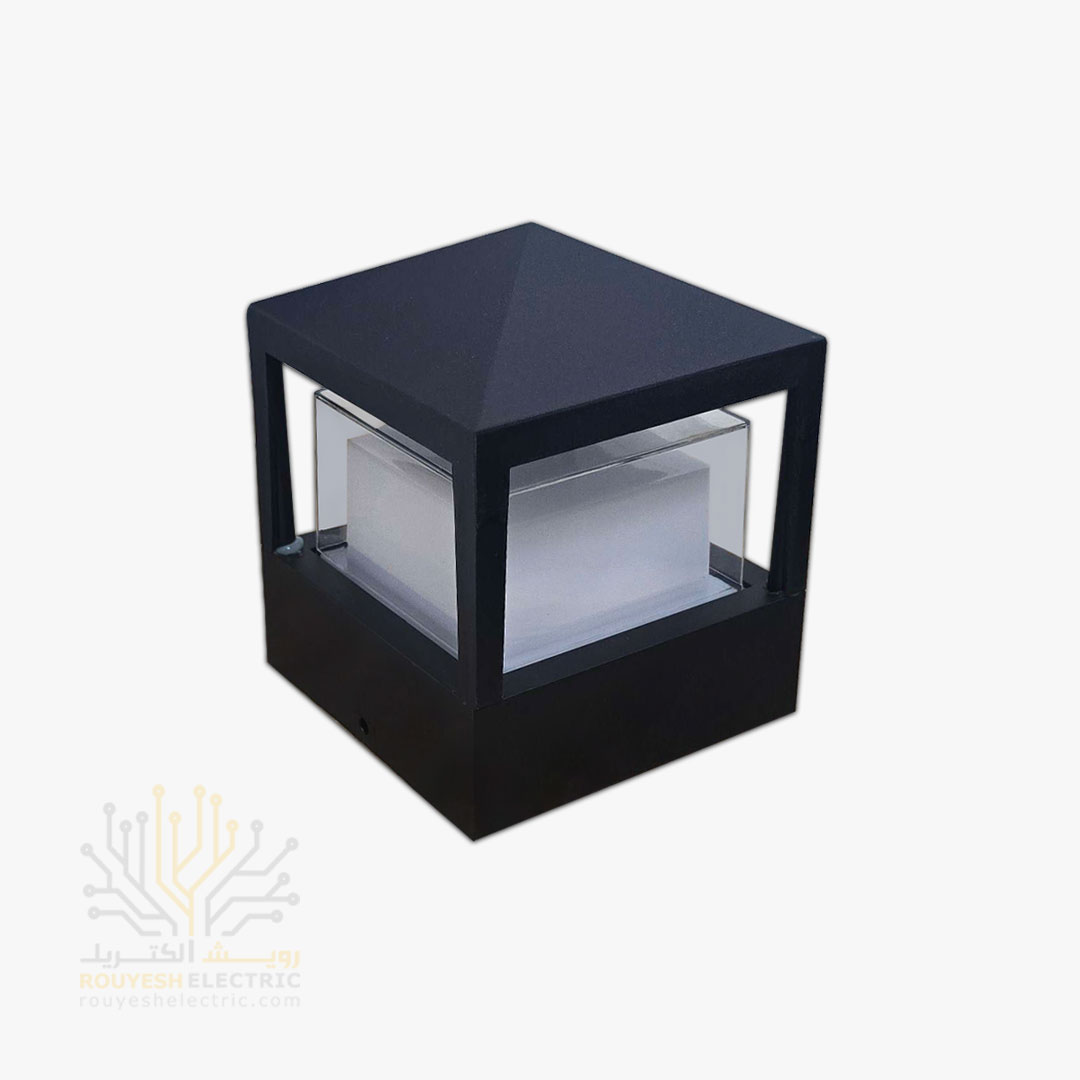 چراغ دیواری دکوراتیو 6 وات برند ایران مهر مدل مکعب یک طرفه کد ایران 37 بدنه مشکی نور آفتابی 6 ماه گارانتی