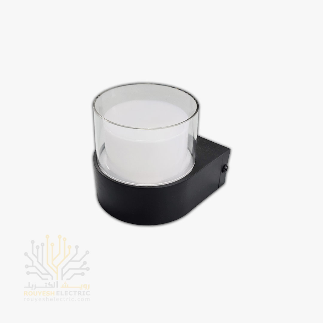 چراغ دیواری دکوراتیو 6 وات برند ایران مهر مدل استوانه یک طرفه کد ایران 17 بدنه مشکی نور نچرال 6 ماه گارانتی