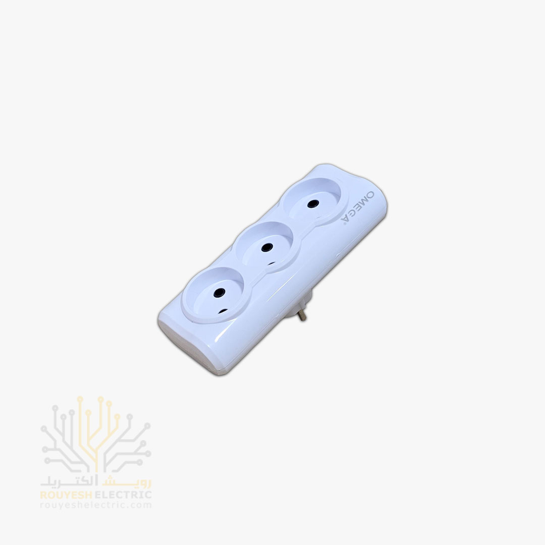 سه راهی برق دیواری برند امگا مدل RD3000 استاندارد سفید 